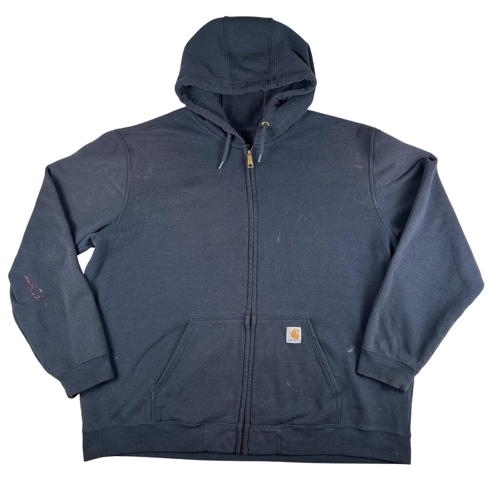 Carhartt Hoodie Mens 2XL Original Fit Fleece Full Zip Grunge Y2K Sweatshirt K122